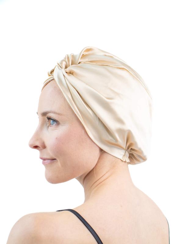 Siden Selma Sidenturban, champagne - almaofsweden.se